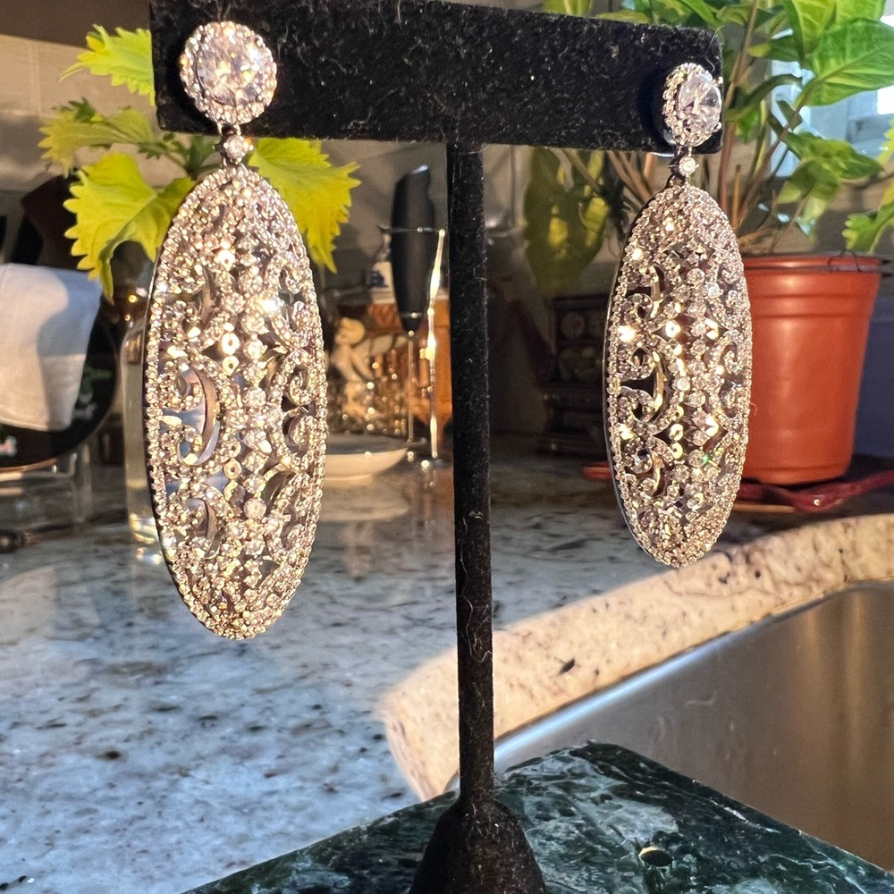 Unique Vintage Silver Statement Earrings - image 1